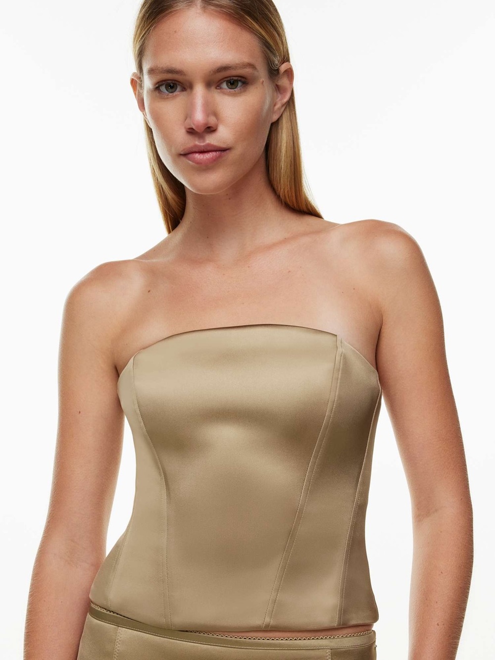 Like New castle Strapless Satin Bustier in Champagne - Picture 8 of 11